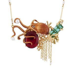 NEW Les Néréides Octopus with Stones and Chains Necklace